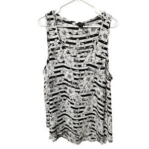 Torrid Black and White Blouse Sleeveless Semi Sheer Size 1 (1X)